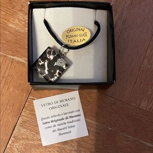 Murano Black and Silver Glass Pendant